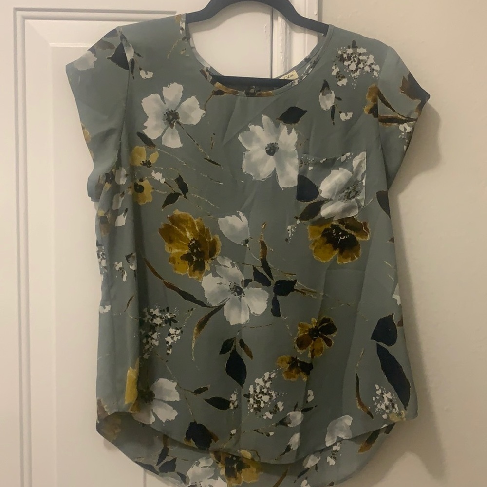 Lily white flower blouse